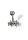 Gümüş Renk Taş Detaylı Çelik Tragus/Kıkırdak Küpe/Piercing (Tek)
