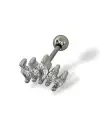 Gümüş Renk Taş Detaylı Çelik Tragus/Kıkırdak Küpe/Piercing (Tek)