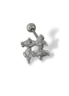 Gümüş Renk Taş Detaylı Çelik Tragus/Kıkırdak Küpe/Piercing (Tek)