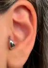 Gümüş Renk Taş Detaylı Çelik Tragus/Kıkırdak Küpe/Piercing (Tek)