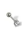 Gümüş Renk Taş Detaylı Çelik Tragus/Kıkırdak Küpe/Piercing (Tek)