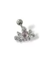 Gümüş Renk Taş Detaylı Çelik Tragus/Kıkırdak Küpe/Piercing (Tek)