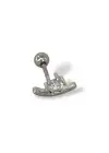Gümüş Renk Taş Detaylı Çelik Tragus/Kıkırdak Küpe/Piercing (Tek)