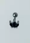 Gümüş Renk Taş Detaylı Çelik Tragus/Kıkırdak Küpe/Piercing (Tek)