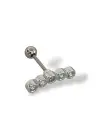 Gümüş Renk Taş Detaylı Çelik Tragus/Kıkırdak Küpe/Piercing (Tek)