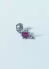 Gümüş Renk Taş Detaylı Çelik Tragus/Kıkırdak Küpe/Piercing (Tek)