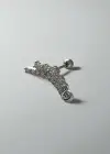 Gümüş Renk Taş Detaylı Çelik Tragus/Kıkırdak Küpe/Piercing (Tek)