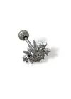 Gümüş Renk Taş Detaylı Çelik Tragus/Kıkırdak Küpe/Piercing (Tek)