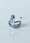 Gümüş Renk Taş Detaylı Çelik Tragus/Kıkırdak Küpe/Piercing (Tek)