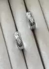 Gümüş Renk Taş Detaylı Çelik Xupıng Halka Küpe (Çift)