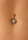 Gümüş Renk Taş Detaylı Cerrahi Çelik Göbek Piercing