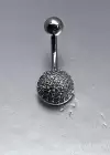 Gümüş Renk Taş Detaylı Cerrahi Çelik Göbek Piercing
