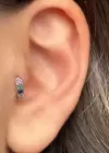 Gümüş Renk Taş Detaylı Cerrahi Çelik Halka Tragus/Kıkırdak Küpe/Piercing (Tek)