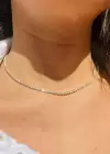 Gümüş Renk Taş Detaylı Choker Kolye