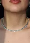 Gümüş Renk Taş Detaylı Choker Kolye