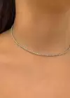 Gümüş Renk Taş Detaylı Choker Kolye