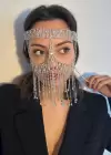 Gümüş Renk Taş Detaylı Dansöz Maskesi