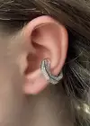 Gümüş Renk Taş Detaylı Ear Cuff (Tek)