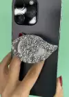 Gümüş Renk Taş Detaylı Göz Figürlü 3D Telefon Tutacağı