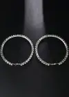 Gümüş Renk Taş Detaylı Halka Küpe 120Mm (Çift)