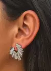 Gümüş Renk Taş Detaylı Küpe (Çift)
