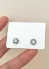 Gümüş Renk Taş Detaylı Küpe (Çift)