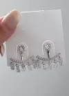 Gümüş Renk Taş Detaylı Küpe (Çift)