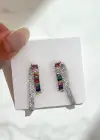 Gümüş Renk Taş Detaylı Küpe (Çift)