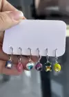 Gümüş Renk Taş Detaylı Küpe Set