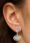 Gümüş Renk Taş Detaylı Metal Küpe (Çift)