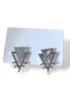 Gümüş Renk Taş Detaylı Metal Küpe (Çift)