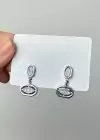 Gümüş Renk Taş Detaylı Metal Küpe (Çift)