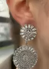 Gümüş Renk Taş Detaylı Sallantılı Abiye Küpe (Çift)