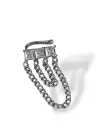 Gümüş Renk Taş Detaylı Sallantılı Ear Cuff (Tek)