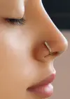 Gümüş Renk Taş Detaylı Sıkıştırmalı Deliksiz Hızma Cerrahi Çelik Piercing (Tek)