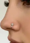 Gümüş Renk Taş Detaylı Sıkıştırmalı Deliksiz Hızma Piercing (Tek)