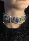 Gümüş Renk Taş Detaylı Tasarım Choker Kolye