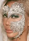Gümüş Renk Taş Detaylı Tasarım Parti Maskesi