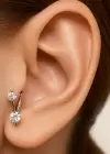 Gümüş Renk Taş Detaylı Tragus/Kıkırdak Küpe/Piercing (Tek)