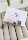 Gümüş Renk Taş Detaylı VİP 3lü YSX Küpe Set