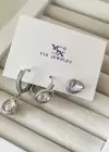 Gümüş Renk Taş Detaylı VİP 3lü YSX Küpe Set