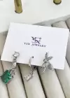 Gümüş Renk Taş Detaylı VİP 3lü YSX Küpe Set