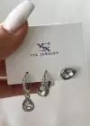 Gümüş Renk Taş Detaylı VİP 3lü YSX Küpe Set