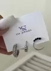 Gümüş Renk Taş Detaylı VİP 3lü YSX Küpe Set