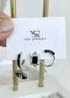 Gümüş Renk Taş Detaylı VİP 3lü YSX Küpe Set