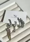Gümüş Renk Taş Detaylı VİP 3lü YSX Küpe Set