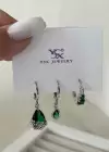 Gümüş Renk Taş Detaylı VİP 3lü YSX Küpe Set