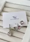 Gümüş Renk Taş Detaylı VİP 3lü YSX Küpe Set
