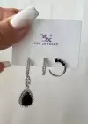 Gümüş Renk Taş Detaylı VİP 3lü YSX Küpe Set