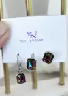 Gümüş Renk Taş Detaylı VİP 3lü YSX Küpe Set
